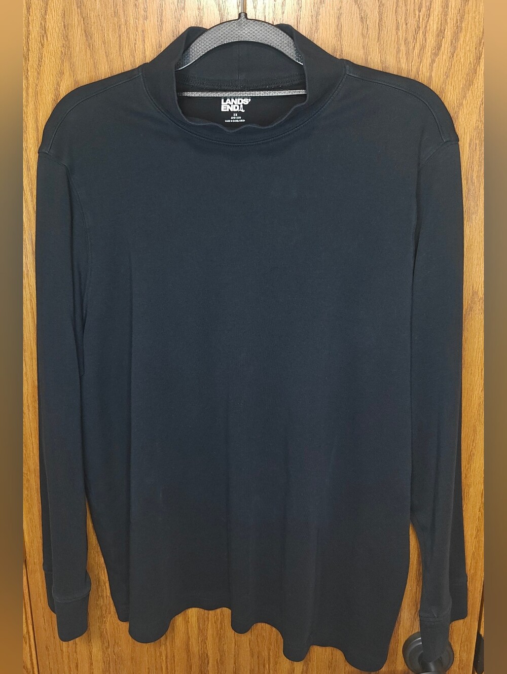Women's Lands' End Black Long-Sleeve Mock Neck Top, Size 2X
